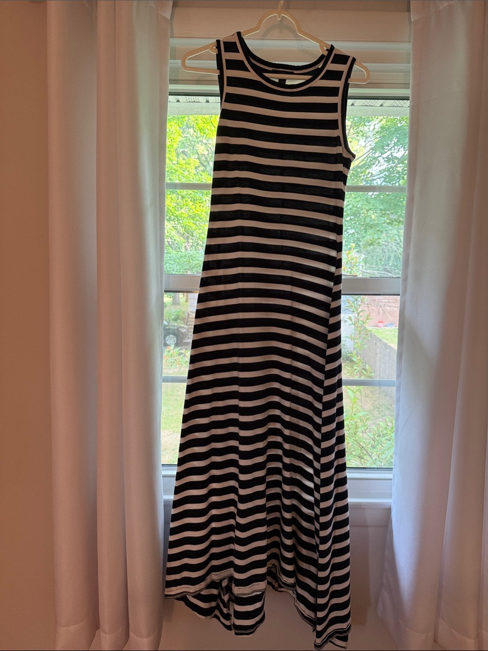 J. Crew Navy and White Striped Sleeveless Maxi Dress